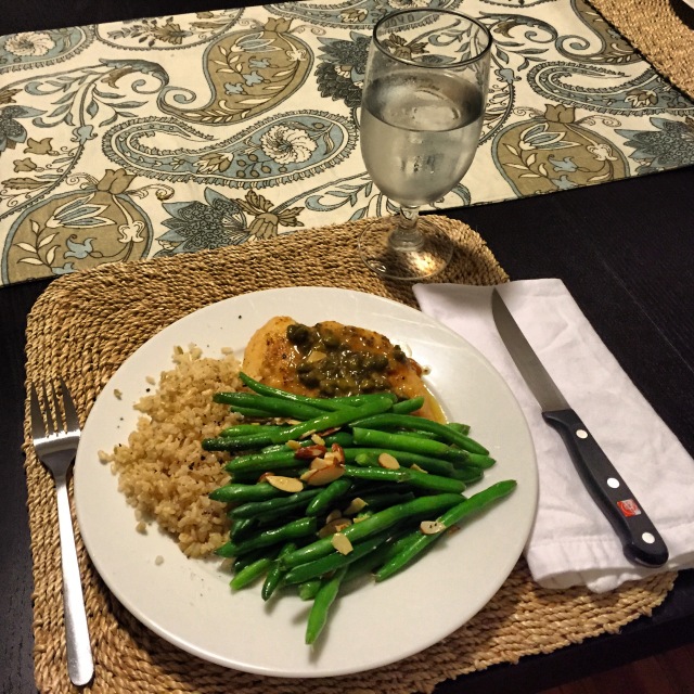 Chicken Piccata with Green Beans Almondine